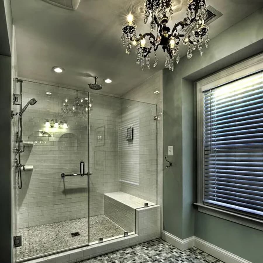 Luxury bathroom remodel with walk-in shower and custom tile work